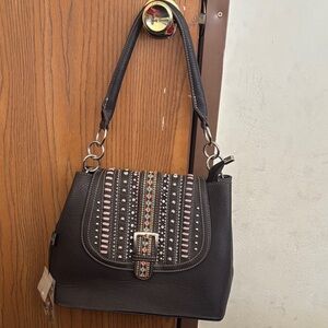 Montana West Black Studded Shoulder Bag
